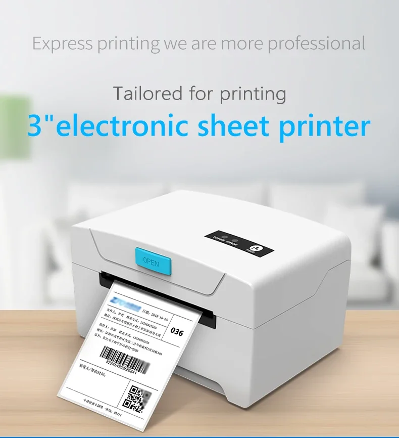 Printer Label Pengiriman Mini Thermal 80mm 3 Inci, Printer Stiker Bluetooth USB untuk Logistik, Printer Tanpa Tinta