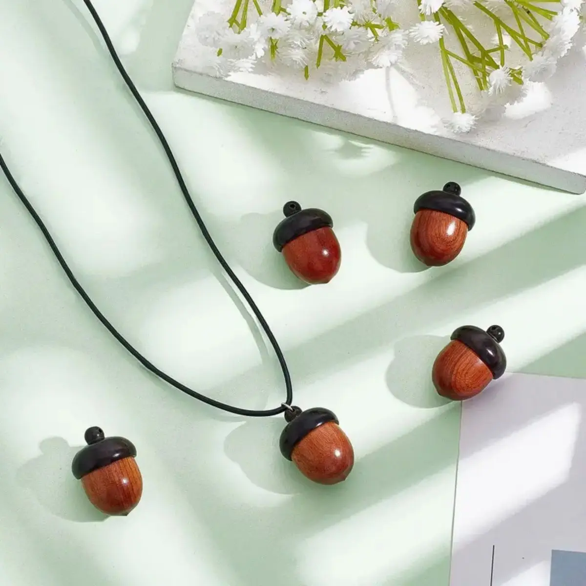 【Hot sales】Ebony acorns can be unscrewed. Hazelnut DIY jewelry pendant, key chain, car decoration, solid wood medicine box