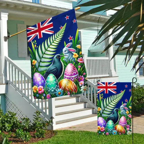New Zealand Easter Day Bunny and Silver Fern Easter Eggs Flag Garden Flag AAL HHM WZZ yyi