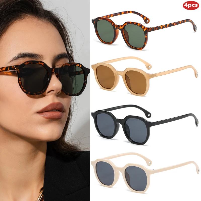 المشي لمسافات طويلة 4 مجموعات العصرية الصغيرة المستديرة مكافحة نظارات الضوء النساء أزياء الأخضر ليوبارد تصميم النظارات الإناث النظارات الشعبية #6