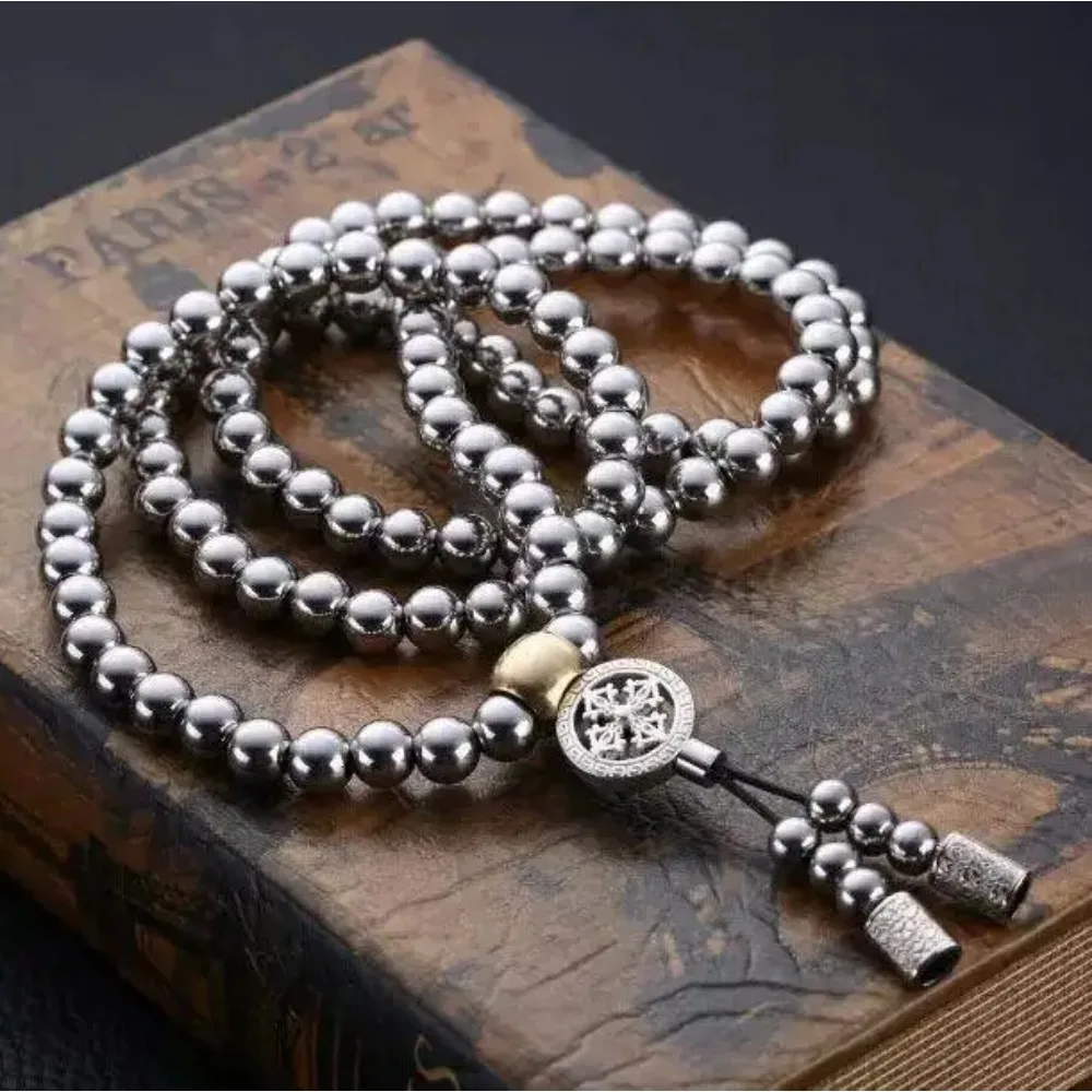 

Tactical EDC Metal Titanium Necklace Steel 118 Buddha Beads Metal Chain Self Protection Gear Tools Outdoor Self-defense Tool