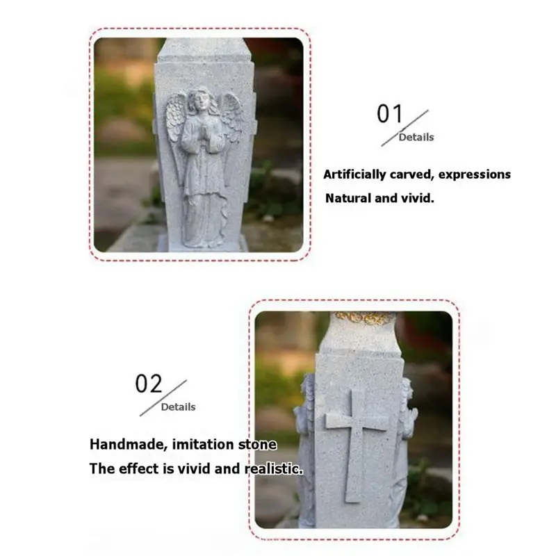 ABKY-Cemetery Garden Statue Outdoor Angel Vase Memorial Decoration For Yard Praying Angel Statue