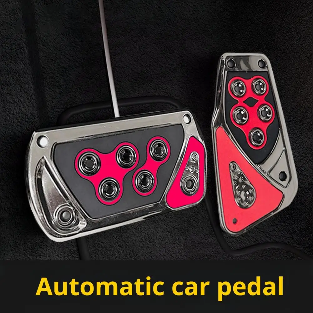 2Pcs Stainless Steel Car Pedals Non-Slip Automatic Transmission Pedal Covers Replacement Kit Gas Pedal Brake Pedal Covers