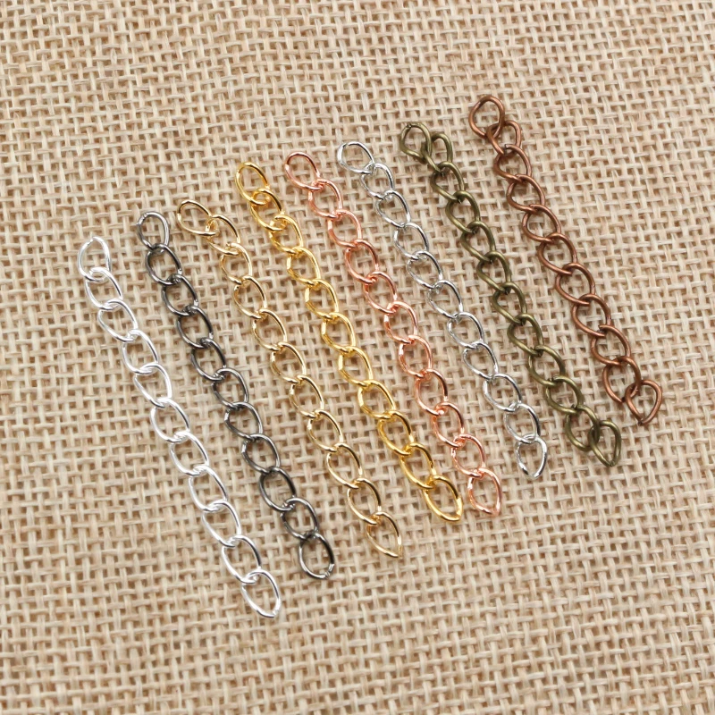 50pcs/lot 50mm 70mm 5x4mm Necklace Extension Chain Bulk Bracelet Extended Chains Tail Extender For DIY Jewelry Making Findings