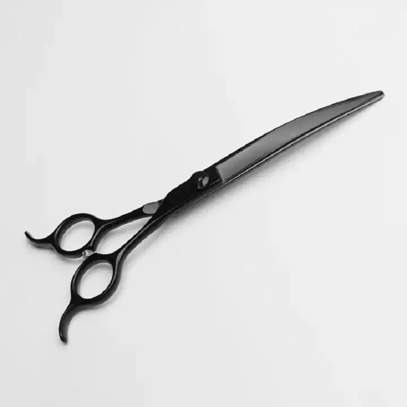 Professional 7 Inches Hairdressing Black Titanium  Pet Dog Grooming Curved Scissors Dog Scissors Shear with micro teeth