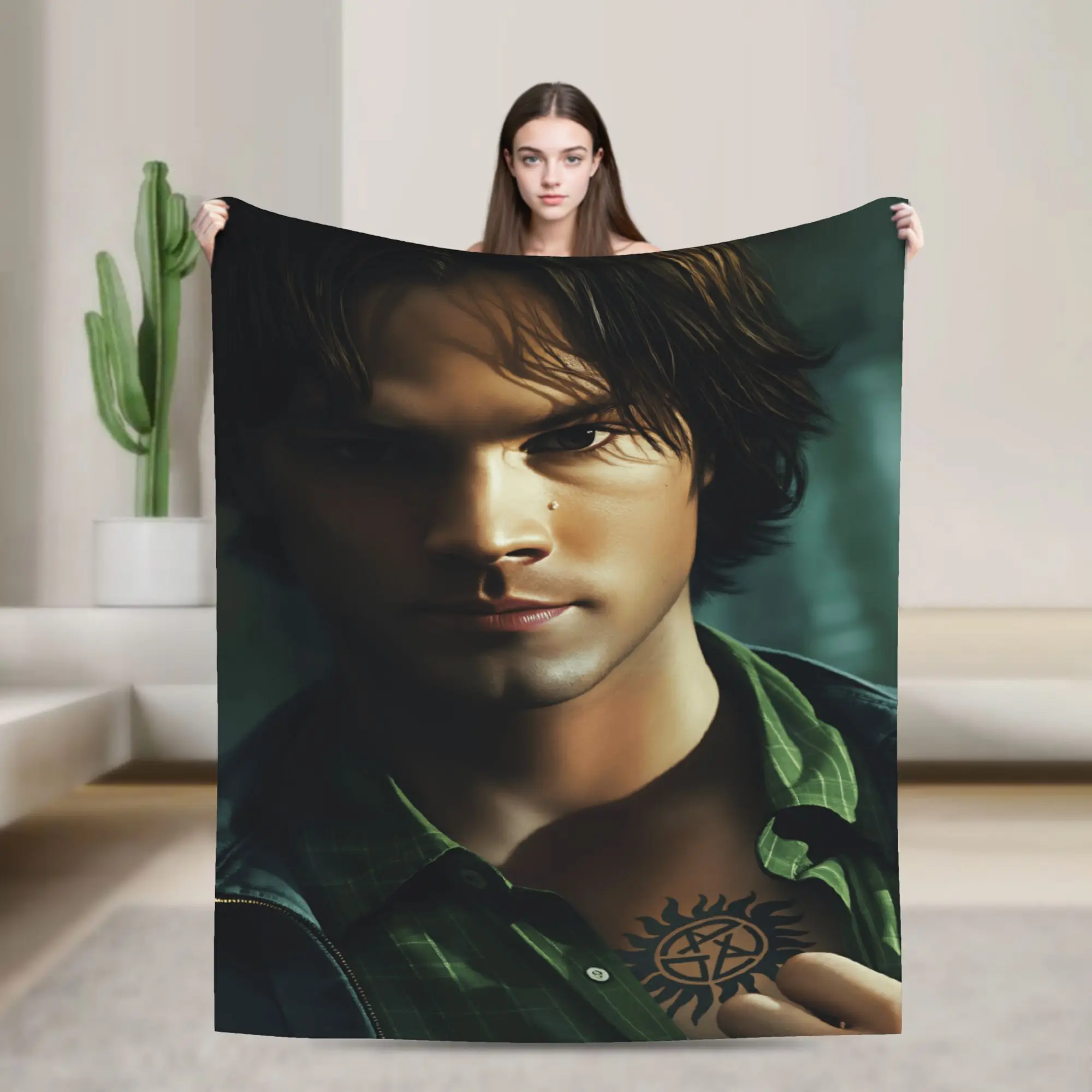 Sam Winchester Supernatural Blanket Quality Warm  Throw Blanket Winter Travel Outdoor Fashion Bedspread