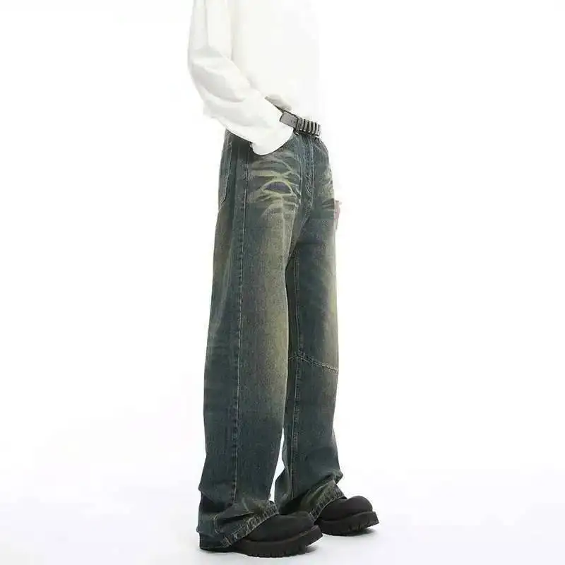 LUZHEN Jeans Straight Leg Ripple Original Casual Water Design 2026 Niche Design Wornout Stylish Popular Loose Denim Pants JY8866