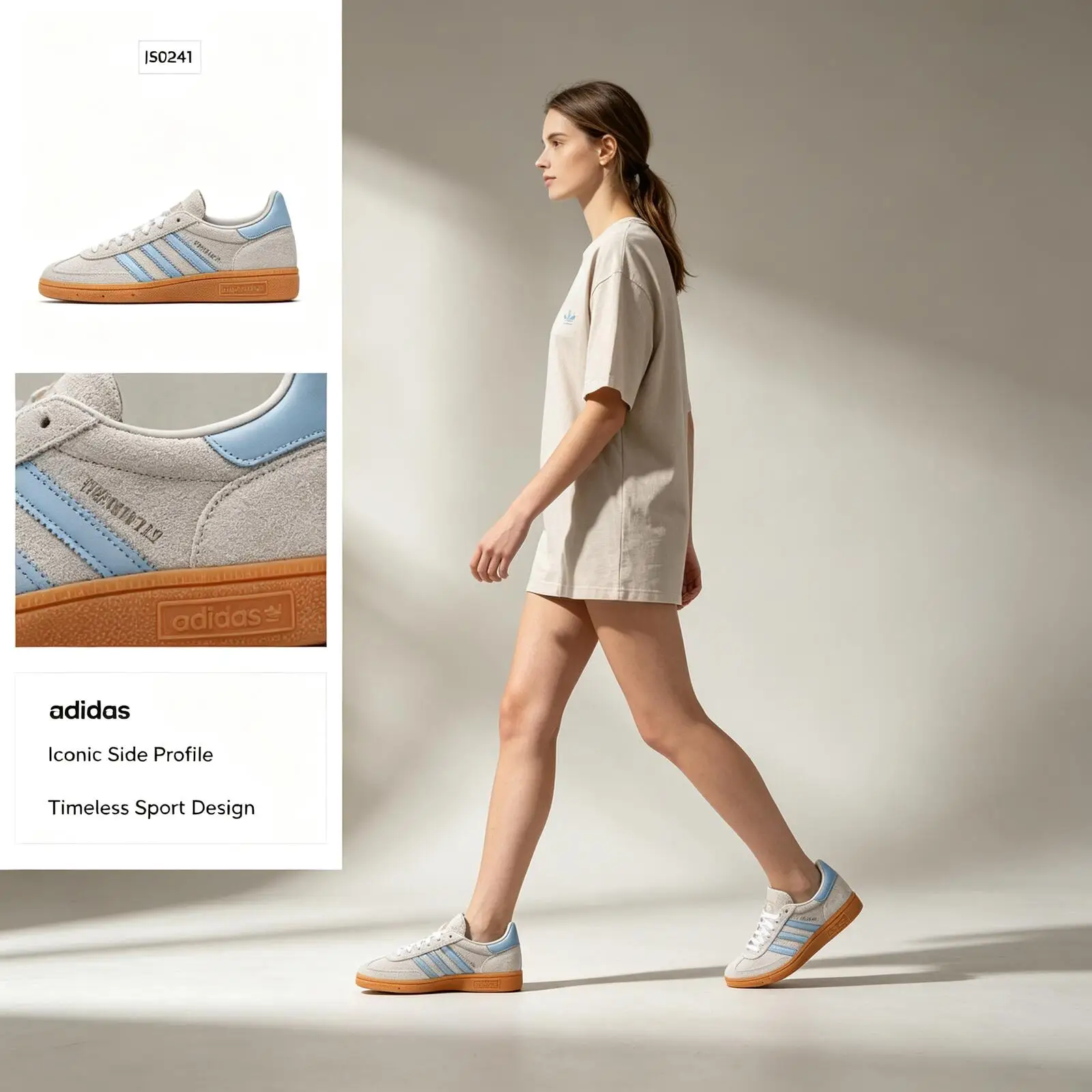 Hot Adidas  Samba OG Men Classic Lifestyle Sneakers White Blue Stripes Suede Leather Gum Sole Retro Casual Walking Fashion Shoes