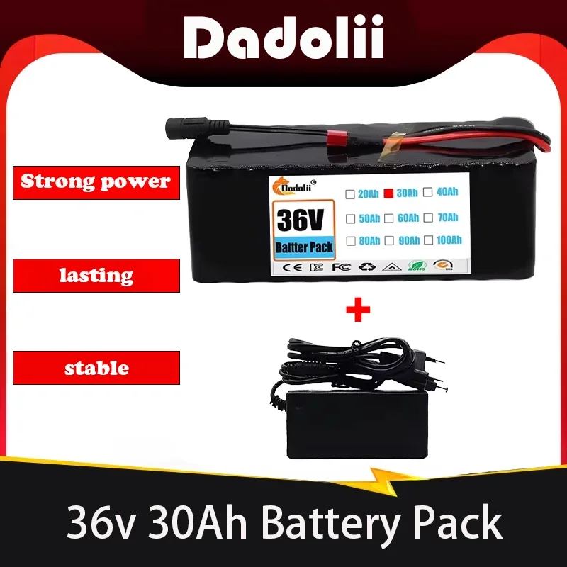 NEW 36V 40Ah 18650 Rechargeable Lithium Battery Pack 10S3P 1000W Power Modified Bicycle Scooter Electric Vehicle with BMS