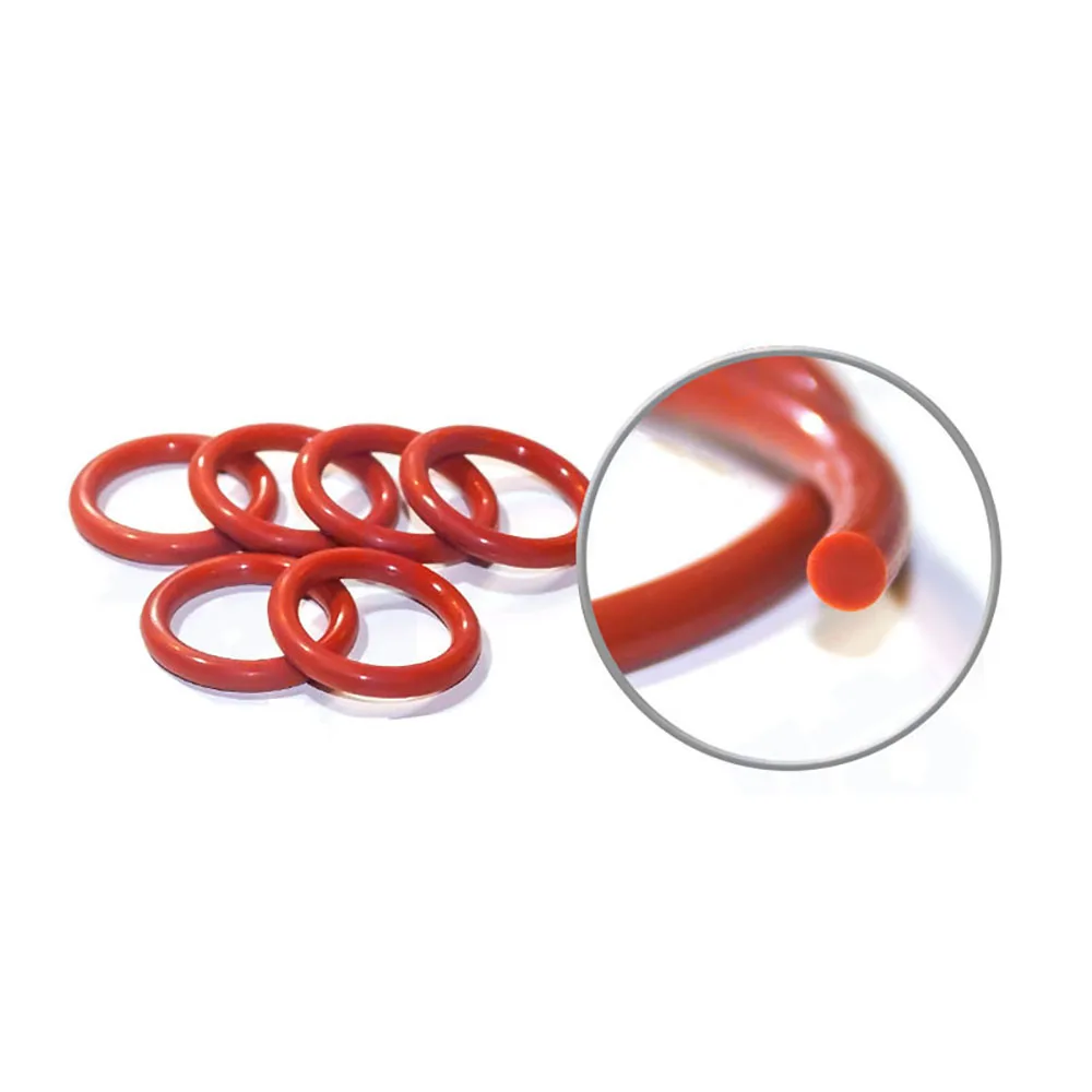 Red Silicone VMQ O-Ring Thickness CS 1mm 1.5mm 2mm OD 3 ~ 60mm Food Grade Round Shape Gasket Insulated Waterproof Washer