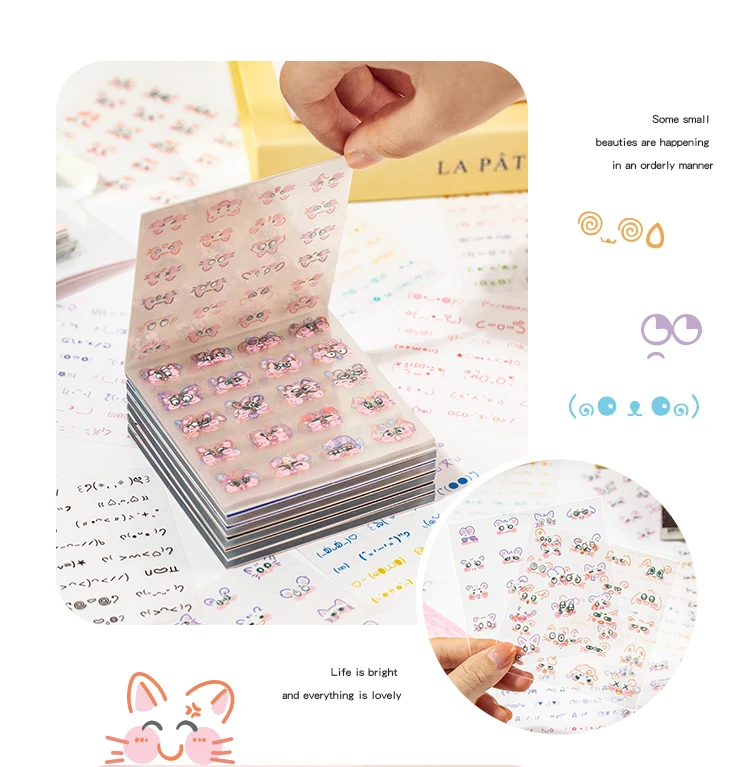 24 Blatt gestanzte PET-Aufkleber, Buch, niedliche Symbole, dekoratives, handgefertigtes Scrapbooking-Material, Tagebuch, Album, Bastelbedarf – Detail 10