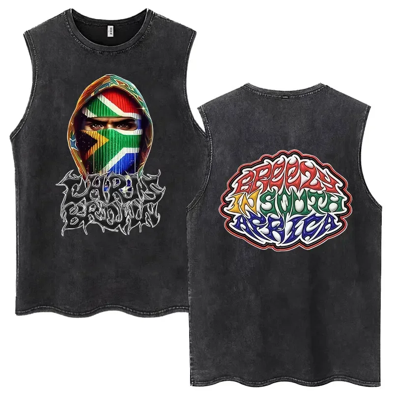 Customization Chris Brown Breezy Bowl XX Tour Washed Tank Tops Fashion Hip Hop Vintage Hipster T-Shirts Men Women Loose Cotton S