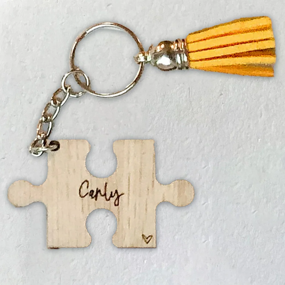 Custom Keychain - Personalized PMMA Puzzle Shape Name Laser Engraved DIY Gift for Daily Use & Unique Presents