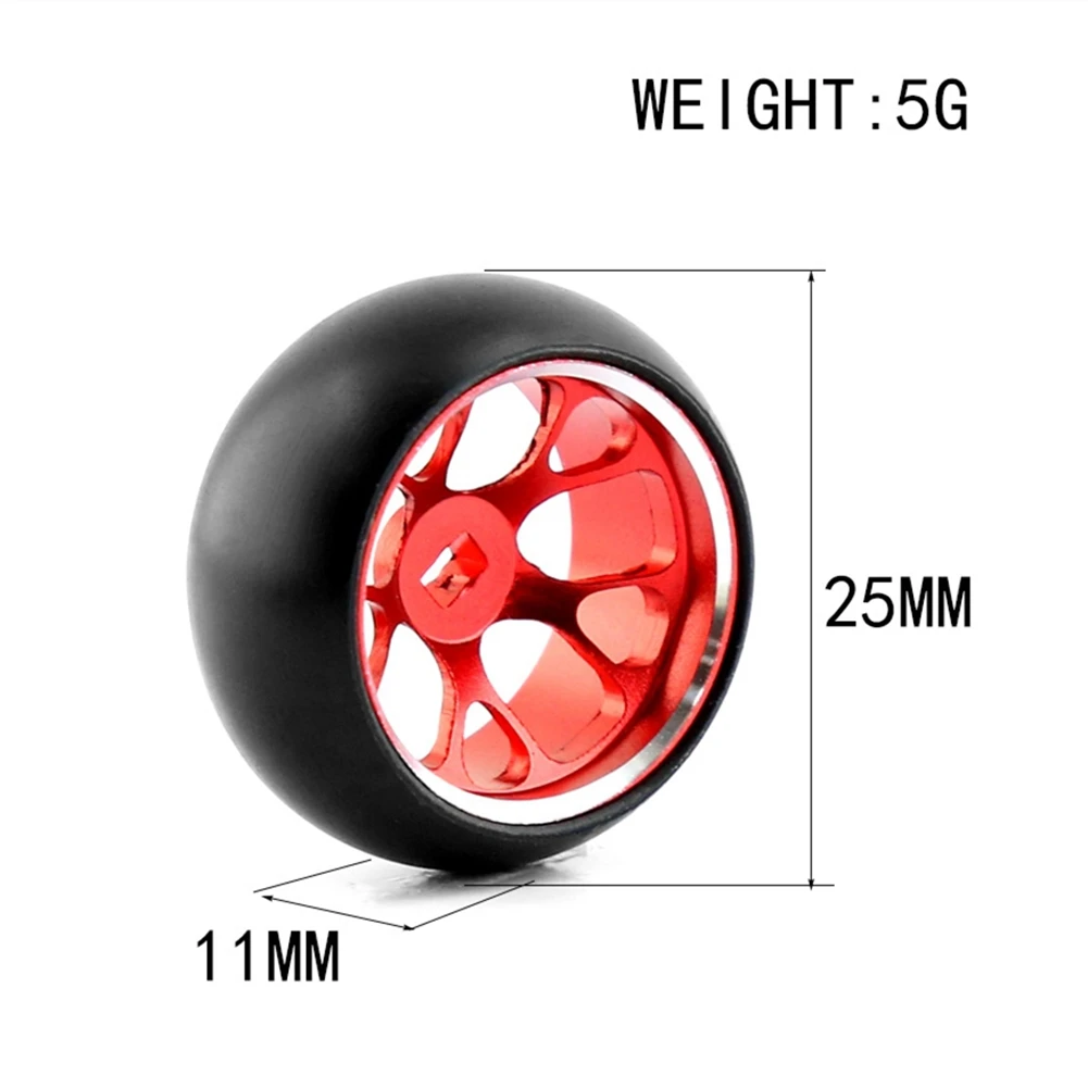 B05C-Pneus de deriva de plástico rígido Pneu Aro de roda de metal para Wltoys 284131 K969 K989 Kyosho Mini-Z 1/28 Peças de carro RC