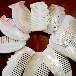 Anti Static Massage Natural Shell Comb Carving Crafts Girlfriend's Best Friend Birthday Gift Statues for Decoration Home Decor