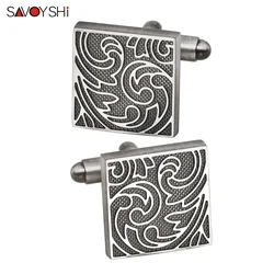 SAVOYSHI Men's Square Retro Cufflinks High-Quality Copper Shirt Buttons Business Gift Jewelry for French Shirt
