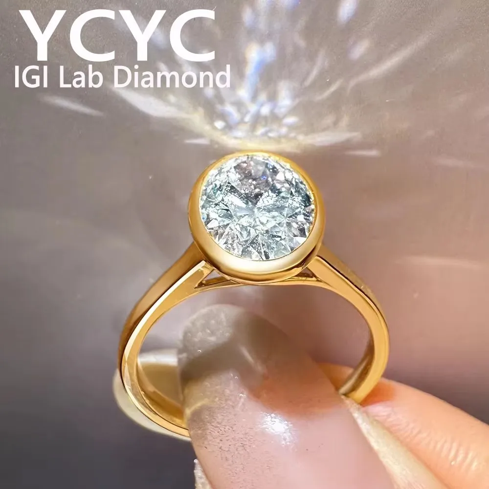Oval cut IGI Lab Grown Diamond Rings Gems Real solid 9k/14K gold Ring for Women Fine Jewelry 