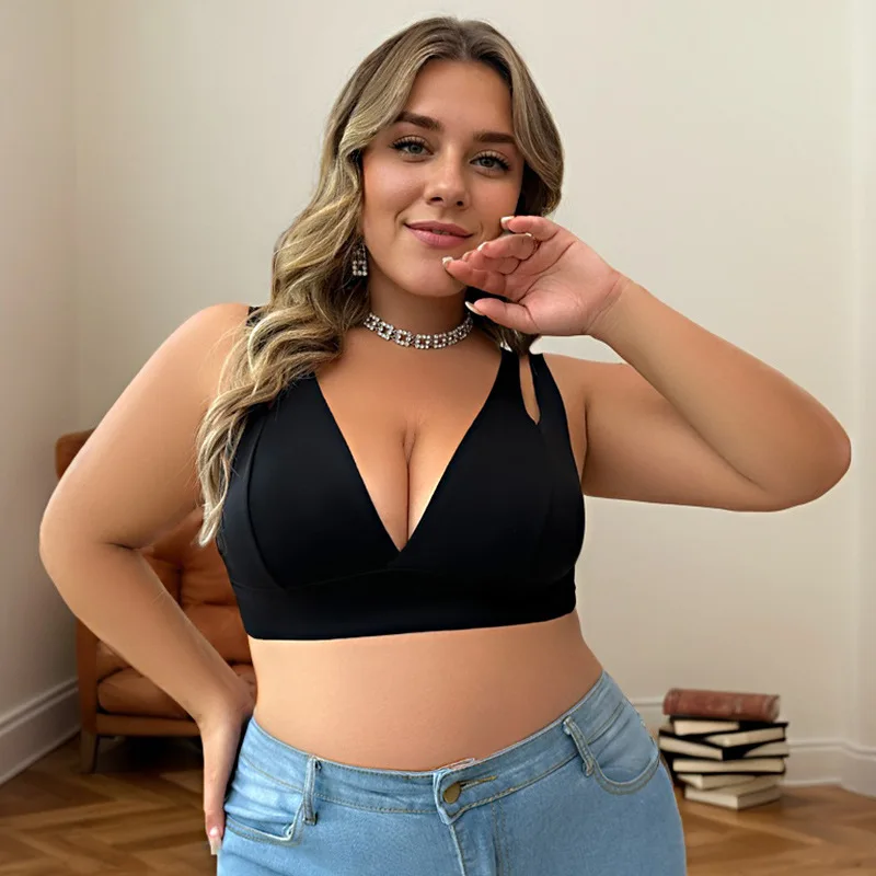 

Solid Color Plus Size Bra Temu Exclusive Double Strap Plus Size Underwear
