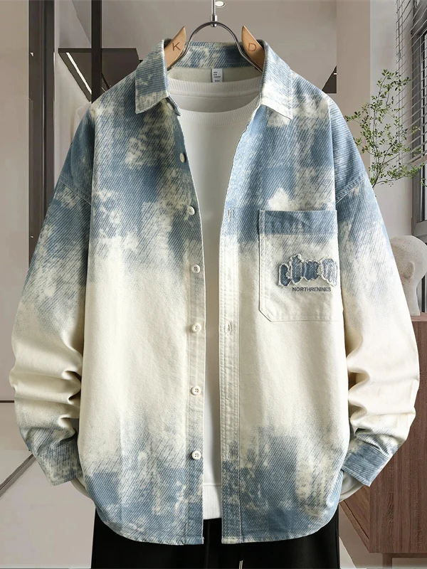 

Мужская джинсовая куртка в стиле ретро, свободного кроя, с длинными рукавами, повседневная, весна-осень, новая модная простая верхняя одежда