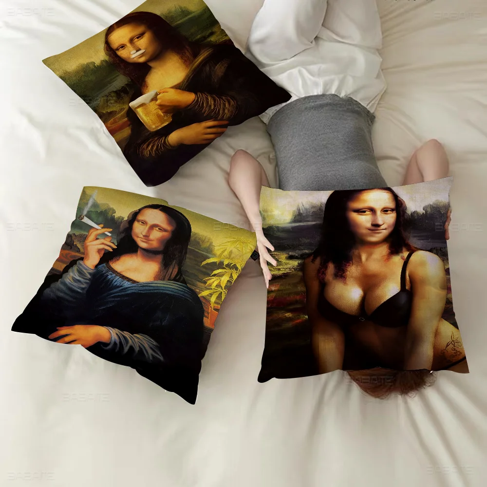 Funny Mona Lisa Pillow Cover For Bedroom Room And Living Room Sofa Decorative Cushion Cover