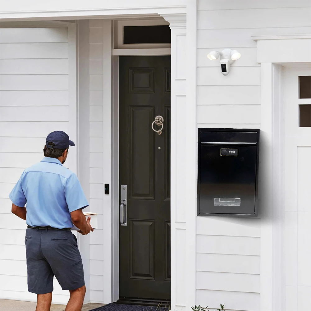 

Hanging Secured Postbox Rainproof Stainless Steel Mailbox for After Hours Deposits Key and Letter Drop