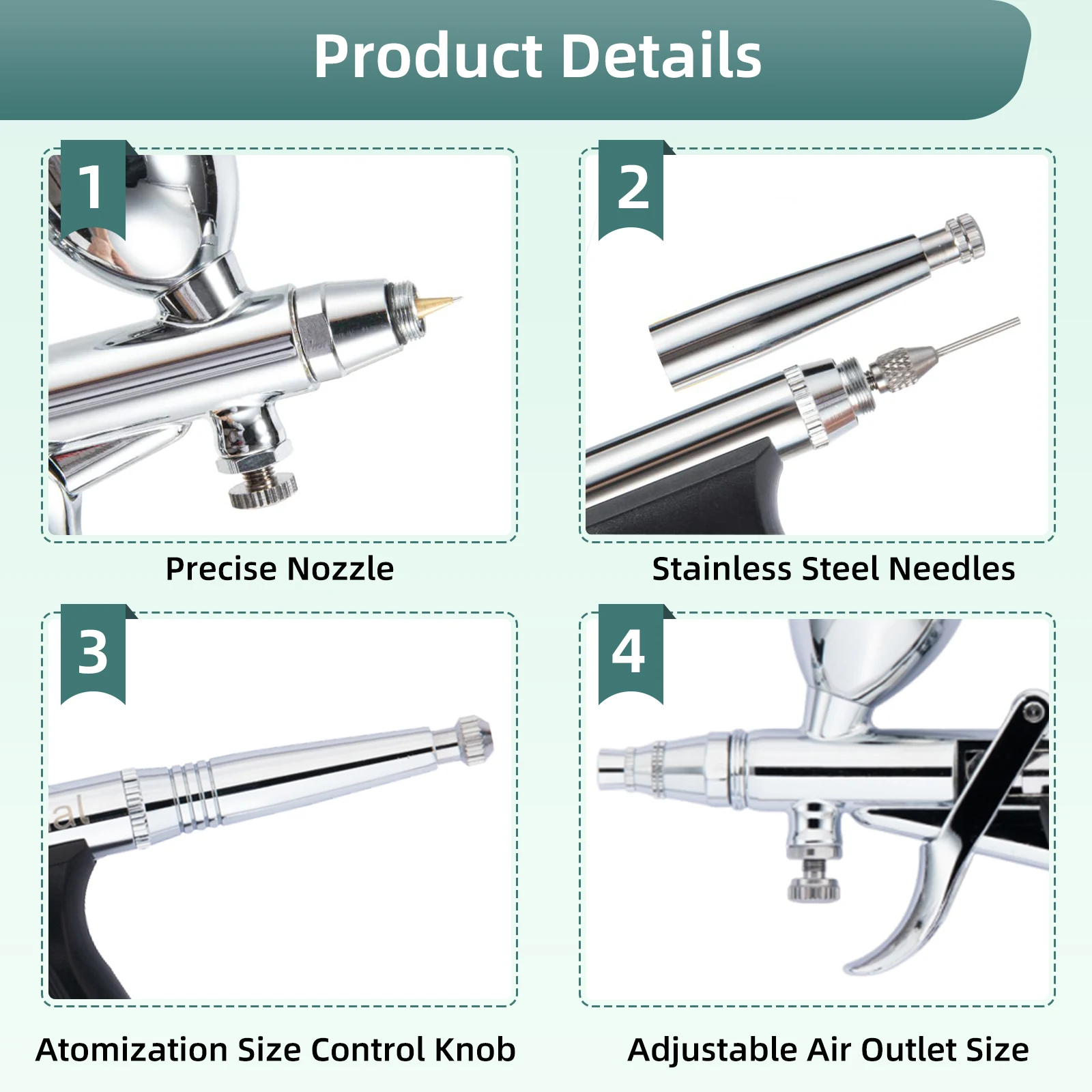Nasedal 0.3/0.5/0.8mm pistola a spruzzo per alimentazione a gravità a doppia azione NT-116B 2cc 5cc 13cc Set di aerografo modello Spray spazzola d'aria