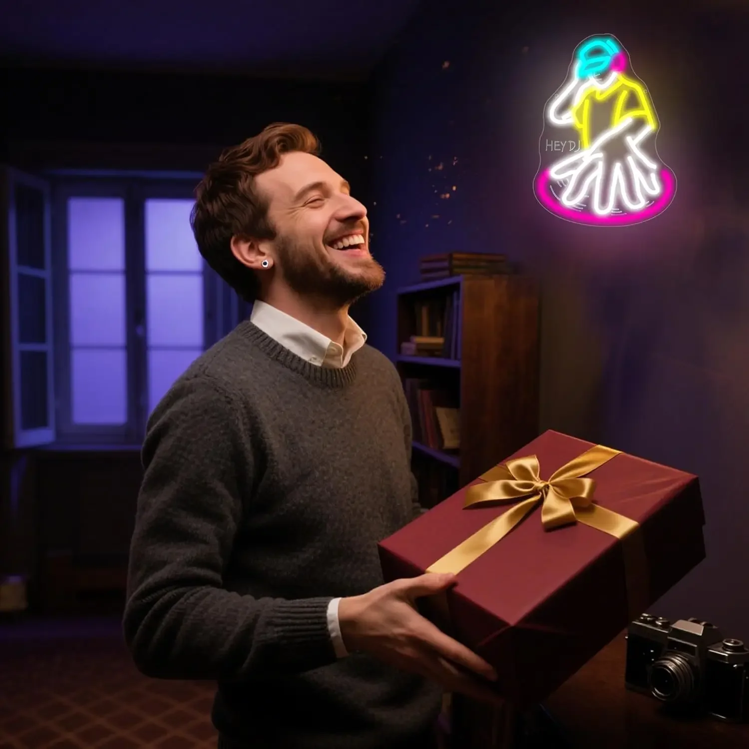 DJ Player النيون USB عكس الضوء LED ضوء النيون تسجيل جدار الفن الديكور لغرفة النوم غرفة المعيشة بار حفلة هدية عيد ميلاد