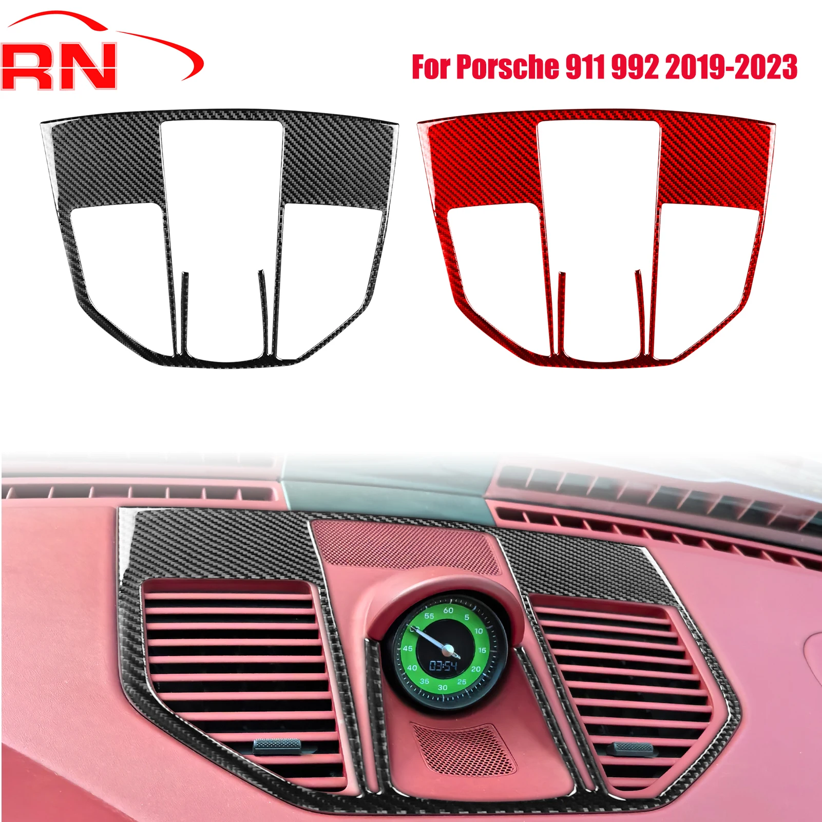 

Для Porsche 911 992 2019-2023 модифицированный углеродное волокно автомобильный приборный центр вентиляционная рамка внутренняя фортепиано черная декоративная наклейка