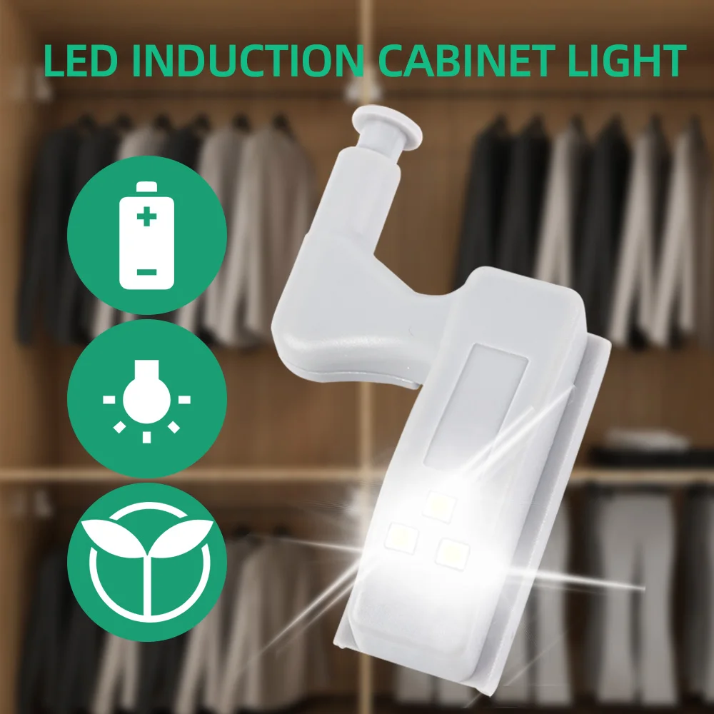 Lámpara LED para armario, lámpara de armario con Control de batería, luces de inducción con bisagra interior para el hogar, Sensor de armario, Mini lámparas de noche