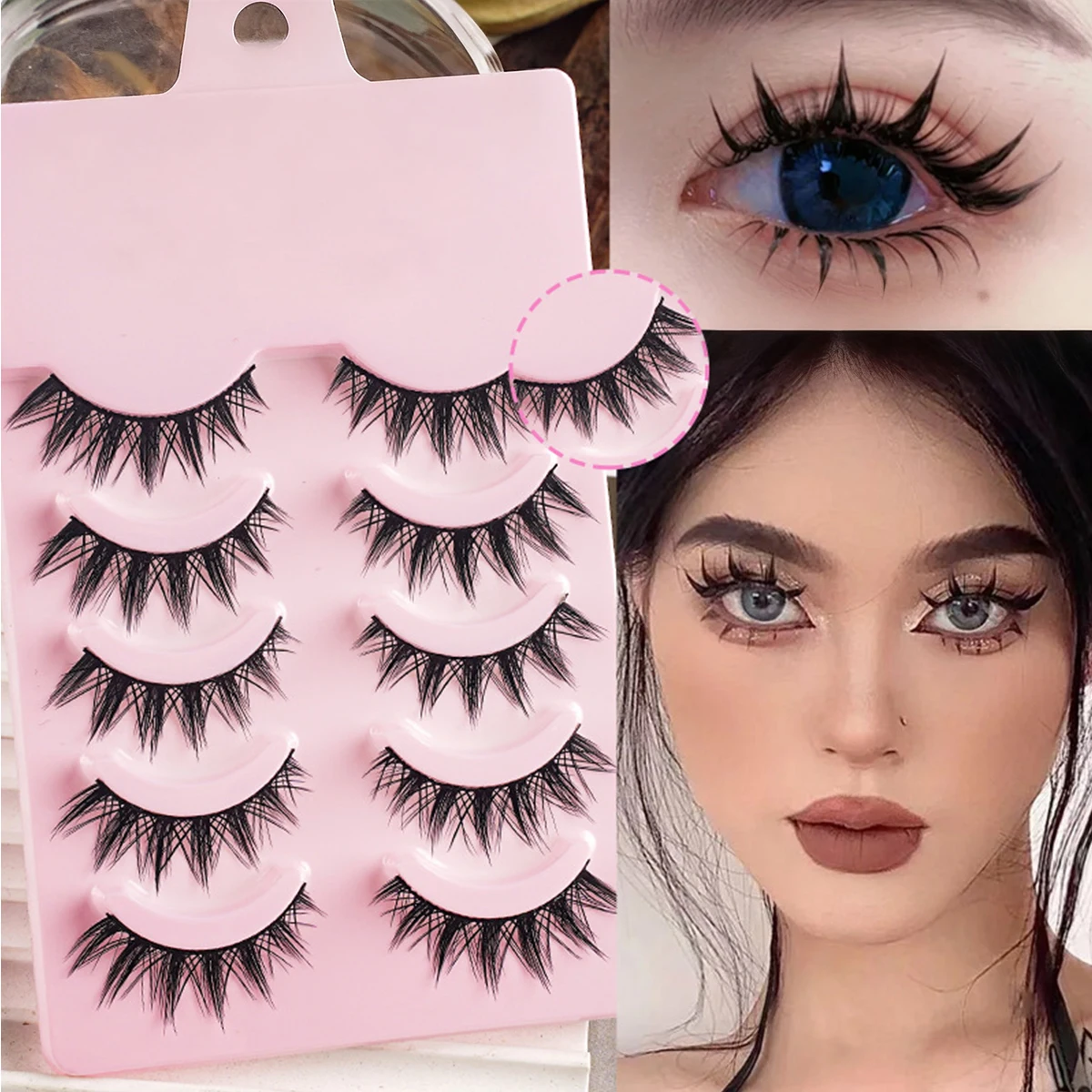 ขนตาปลอมแบบมังงะ 5 คู่ ขนตาปลอมแบบธรรมชาติ ยาว นุ่ม สไตล์อนิเมะ สำหรับแต่งตาแบบสาวเกาหลี