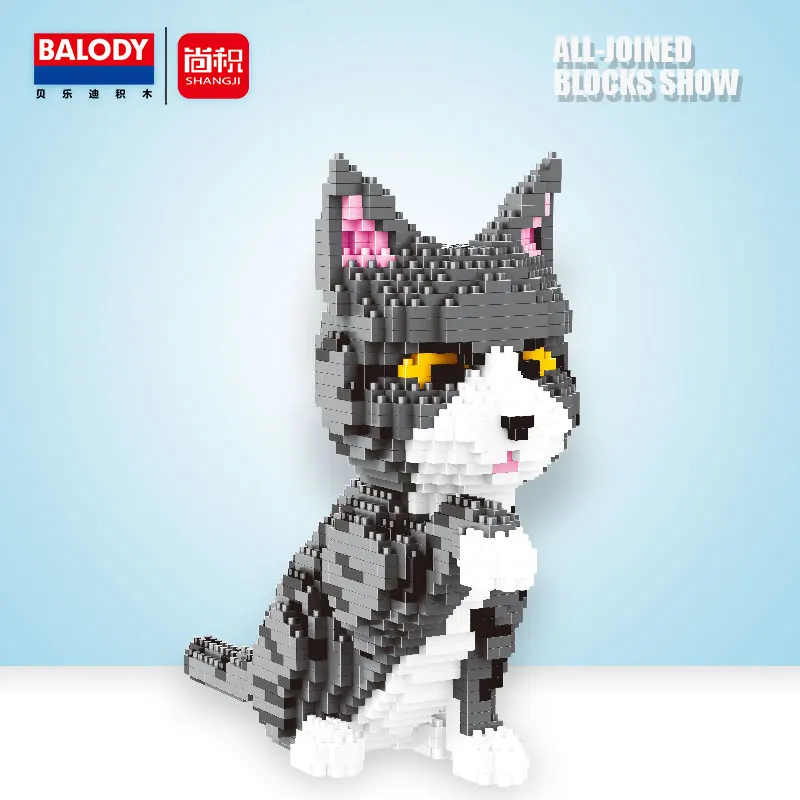 Balody Husky Schnauzer Dachshund Bull Terrier Poodle Doberman Dog Animal Pet DIY Mini Diamond Blocks Bricks Building Toy