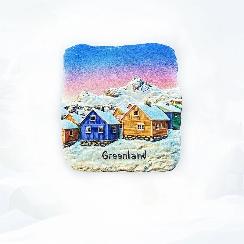 Greenland Nuuk Fridge Magnet - Pristine 3D Snowy Landscape Souvenir Unique Arctic Gift for Travel & Nordic Home Decor