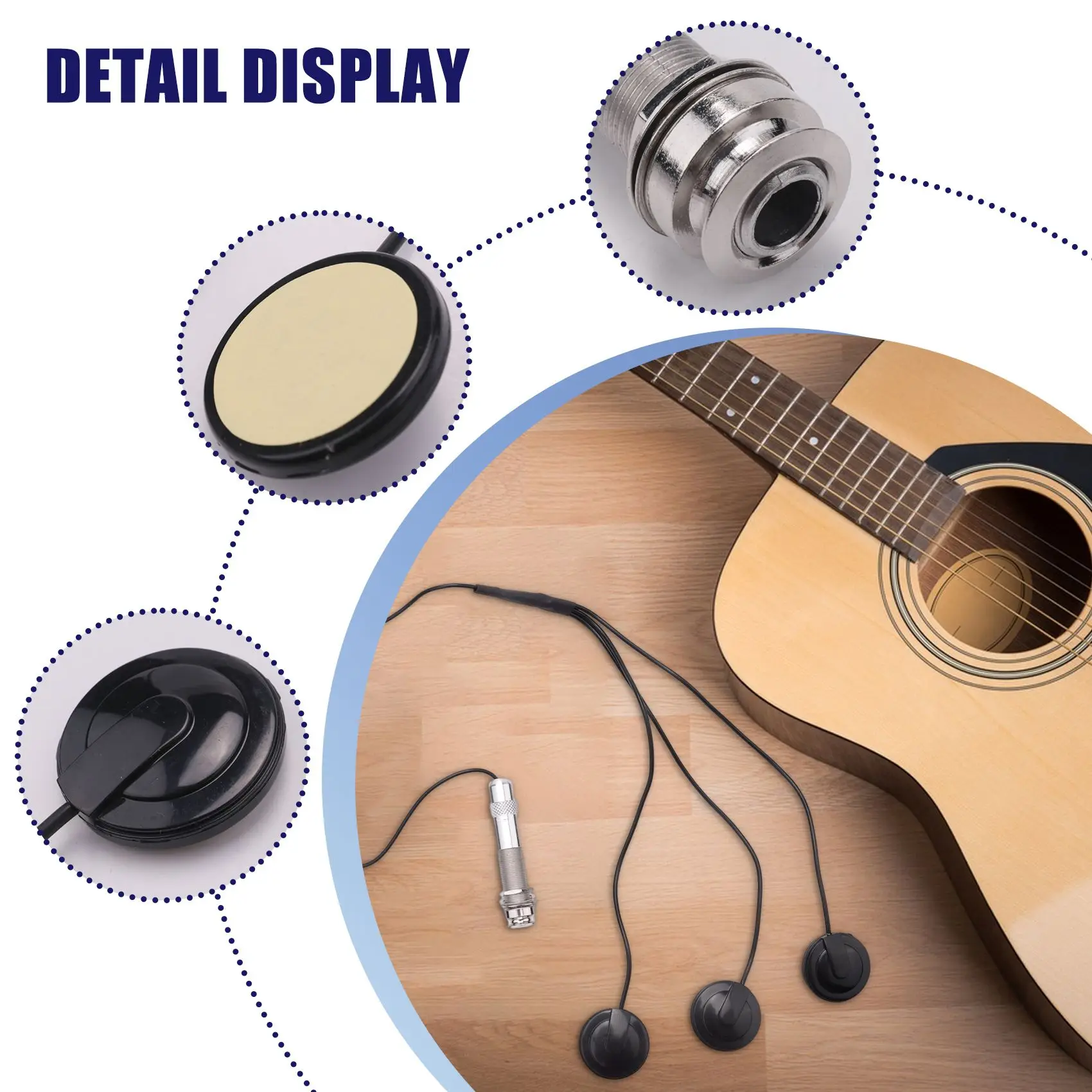 محول لاقط عالمي عملي بيزو 3 6.35 ملم للجيتار الصوتي القيثارة مندولين