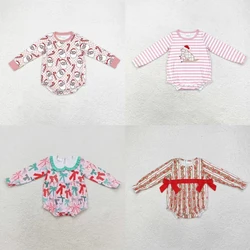 Wholesale Kids Children Infant Jumpsuit Baby Girl Long Sleeves Floral Bows Dog Christmas Santa Newborn Toddler Bubble Romper