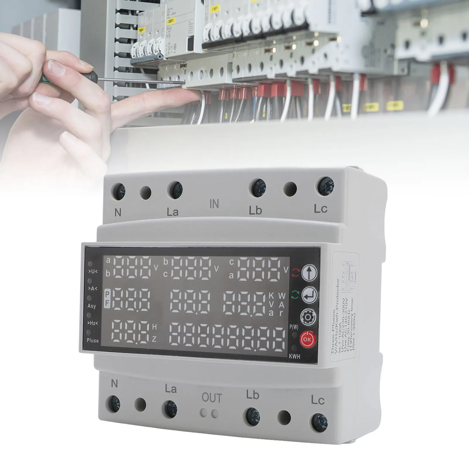 Adjustable Voltage Protector Maximum 100A Voltage Protective Device Self Recovery Clear Digital Display 3 Phase for Motor Pump