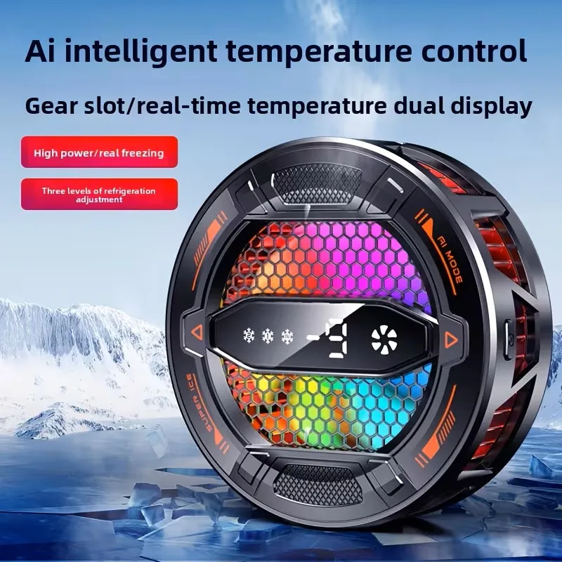 Magnetic Phone Cooler, 15W Semiconductor-Cooled Phone Cooling Fan, Magnetic or Clip-On Mount, Ultra-Fast Cooling, for Gaming