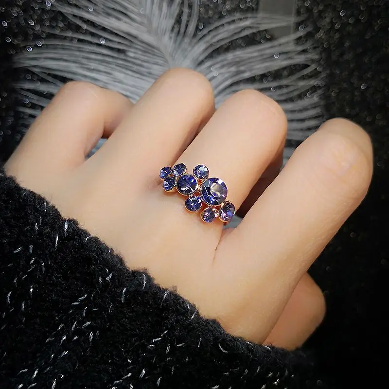 

Purple Gemstone Rings for Women Silver Inlaid Irregular Round Shiny Simple Fashion Wedding engagement New in Jewelry Gift