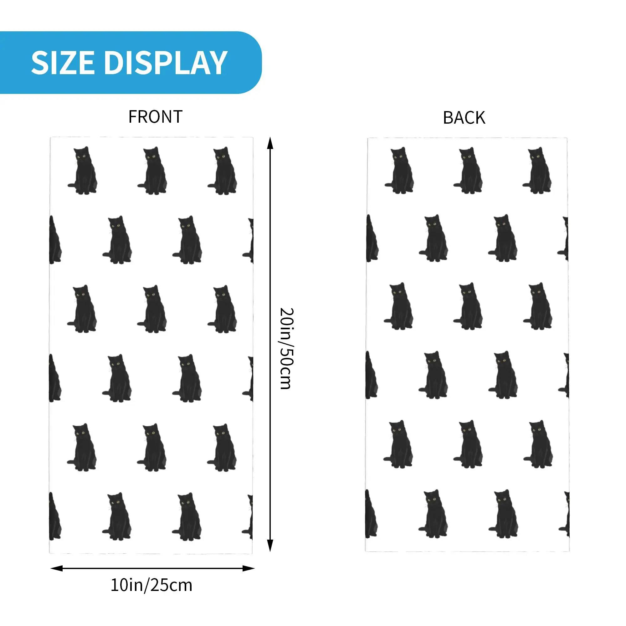 黒猫バンダナ ネックカバー プリント フェイススカーフ 多用途 ヘッドバンド 乗馬 ユニセックス 大人 洗える