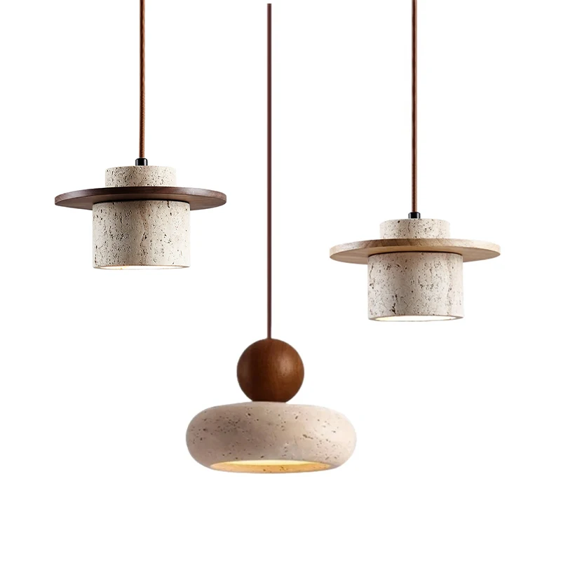 Yellow Travertine LED Chandelier Cave Stone Fixtures Modern Hanging Lamp for Restaurant Bedroom Living Dining Room Decor - view 6