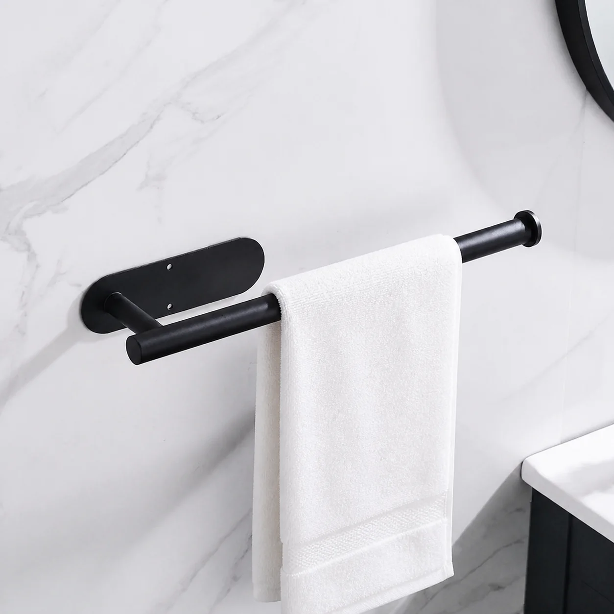 Homefish Black Stainless Steel Self Adhesive No Drilling Toilet Roll Holder Bathroom Kitchen Tissue Paper Holder