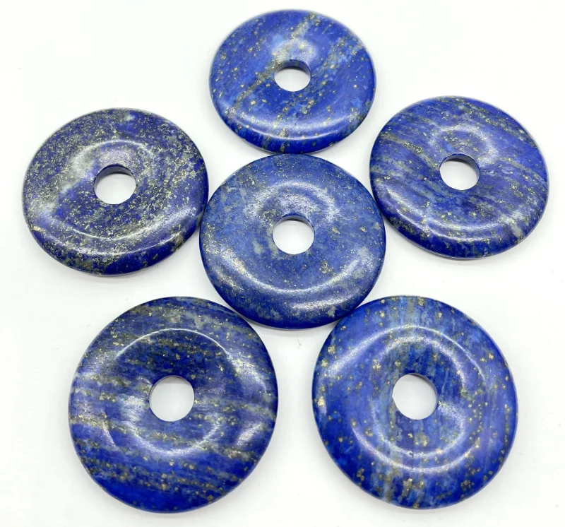 

40Mm Natural Gem Stone Quartz Crystal Lapis Aventurine Donut Bead Pendant Charms For Diy Jewelry Making Necklace Accessories 8pc