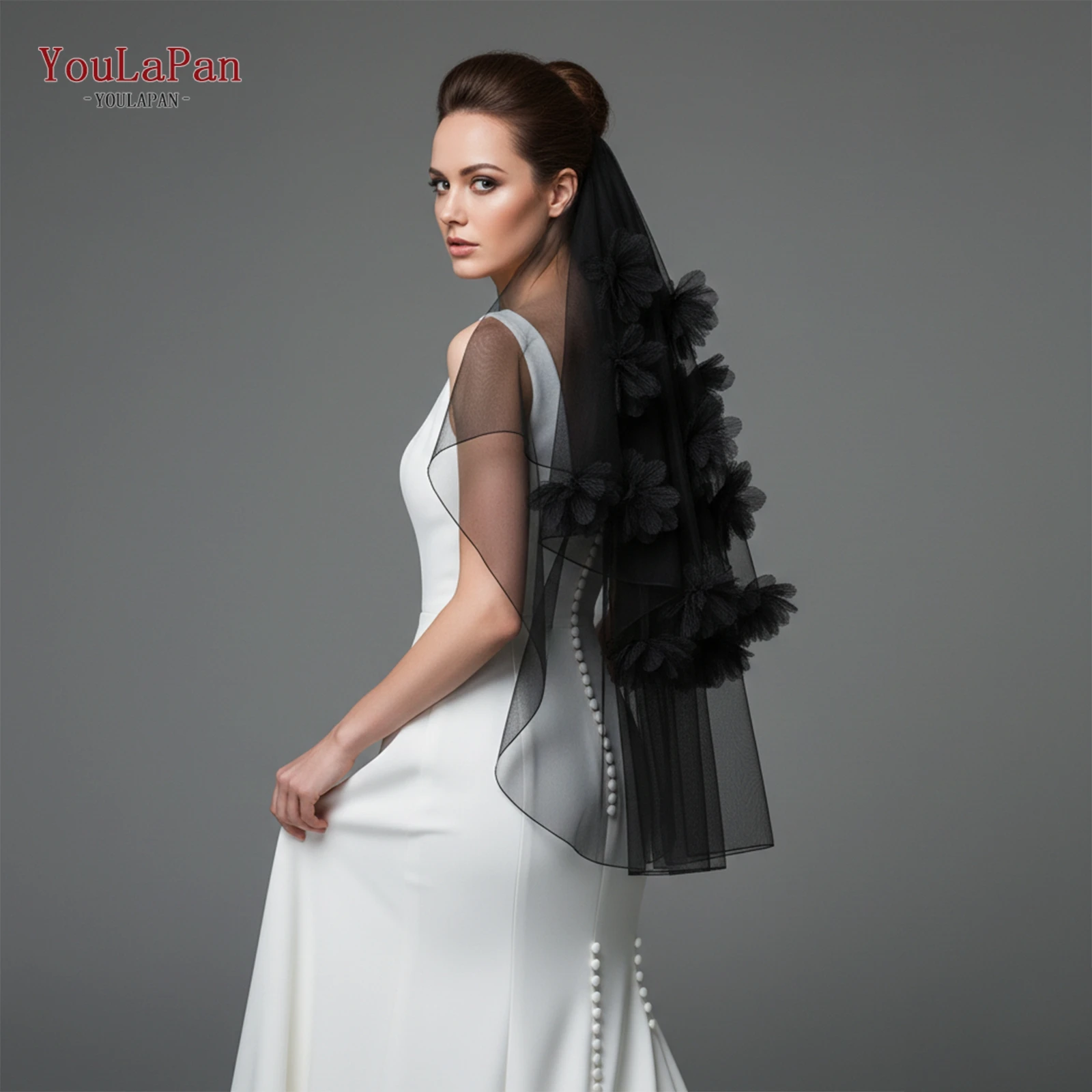 

Простая и стильная свадебная фата в темном стиле TOPQUEEN для свадеб, девичников, ролевых игр и костюмированных вечеринок M178