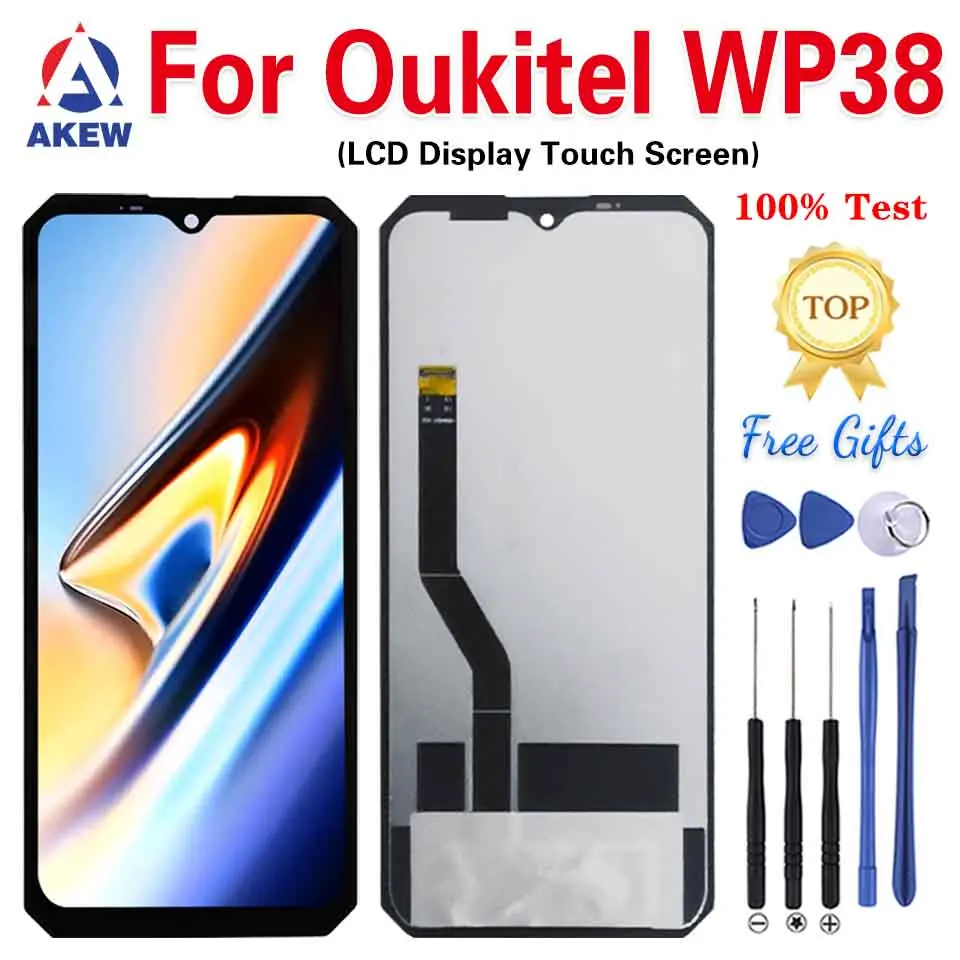 AKEW New Original For Oukitel WP38 LCD Display OUKITEL WP38 Touch Screen Digitizer Assembly Phone Replacement Pantalla Parts