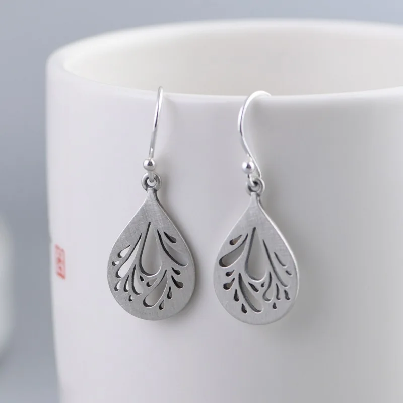 

Серьги-капли из матового серебра S925 в винтажном стиле для женщин