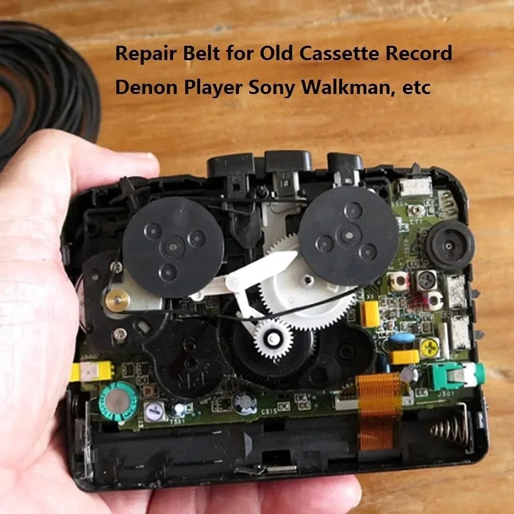30PCS Mixed Folded Length 1mm Square Black Rubber Cassette Tape Deck Belt Walkman Turntable Transmission Belt