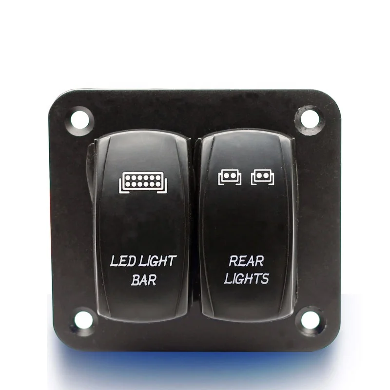 

2 Gang Waterproof Rocker Switch Panel Automotive Marine Switch Panel 2 LED For Boat Car Marine Blue