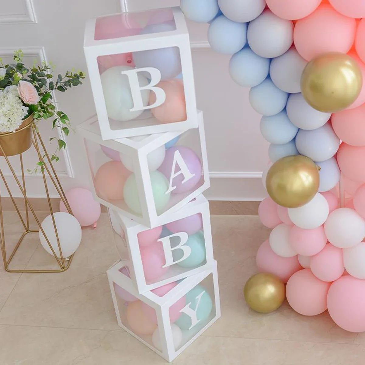 4 Teile/satz BABY Transparent Ballon Box Eine Dekorative Prop Für Die Atmosphäre Der Geburtstag Party Szene – Detail 2