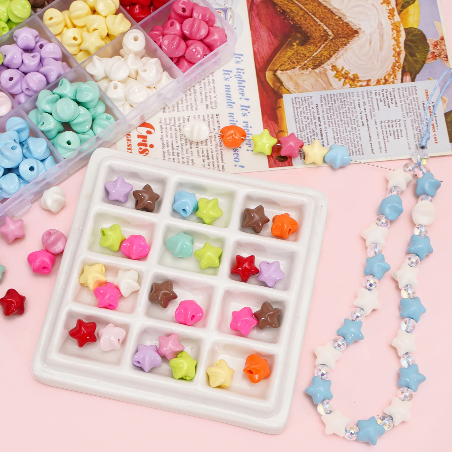 5-10Pcs Cute Acrylic Fat Star Beads 11mm Colorful Loose Spacer Beads For Jewelry Making Crafts DIY Bracelet Necklace Accessories