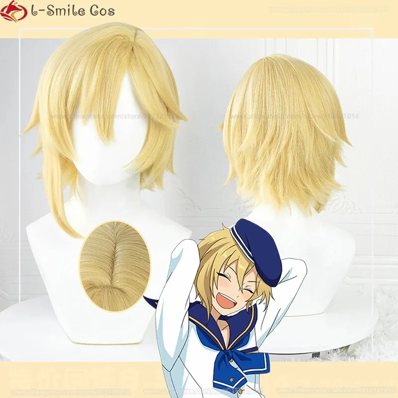 Styled 40cm Nito Nazuna Cosplay Wig  ES Nazuna Nito Cosplay Anime Wig Golden Yellow Saclp Heat Resistant Hair Wigs