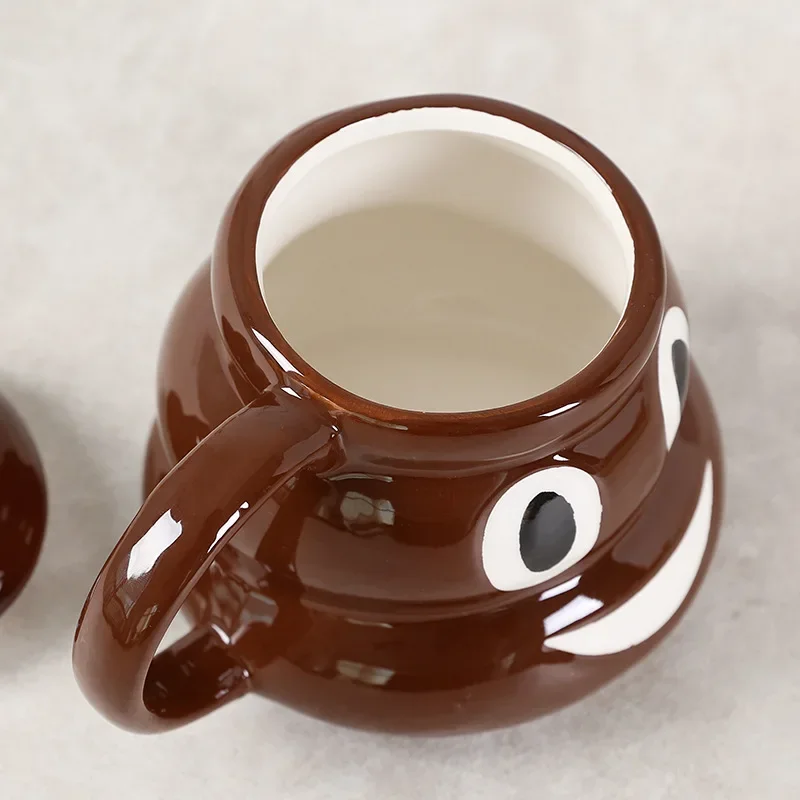 1PC 400ML Poop Coffee Cups Funny Mugs Cartoon Coffee Milk Mug Porcelain Water Cup With Handgrip Lid Tea Cup Office Drinkware